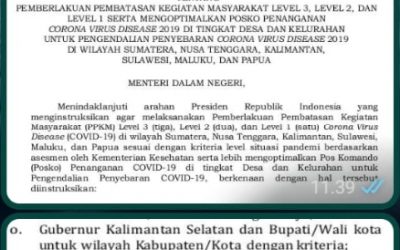 Kabupaten Tanah Bumbu Pertahankan Status PPKM Level 1